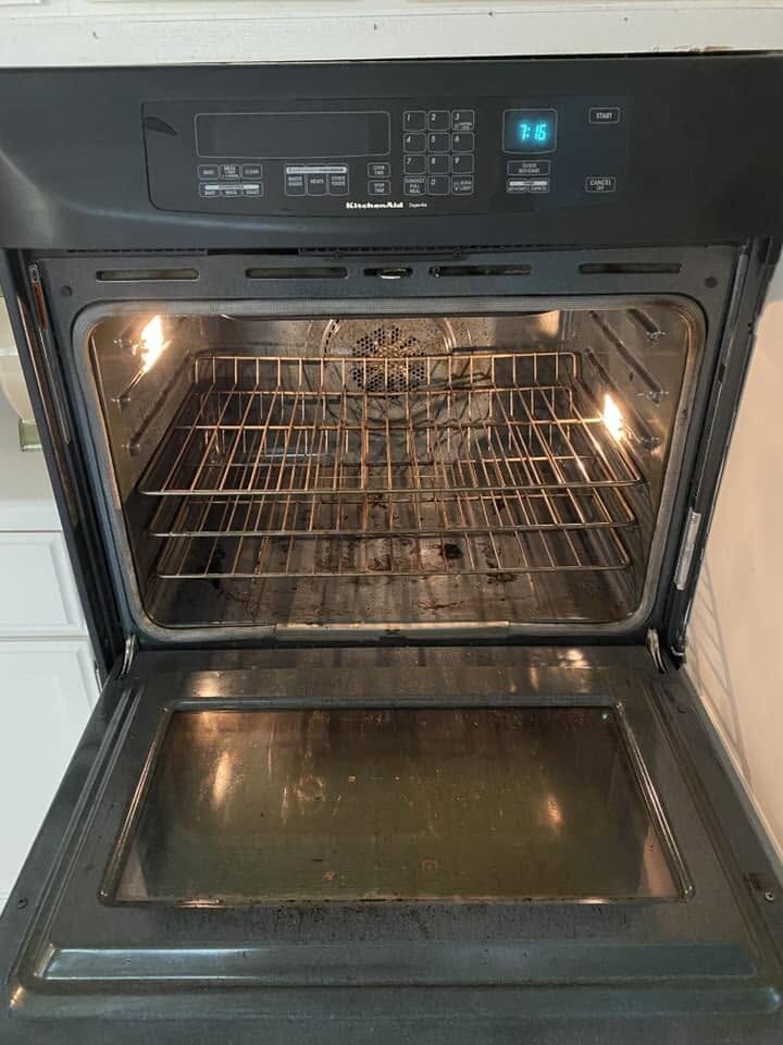 Wall oven cleaned inside, racks and glass shining