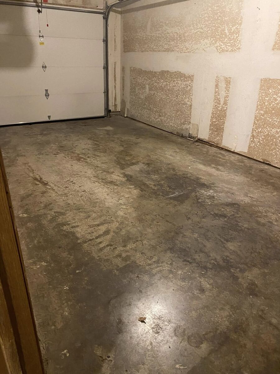 Garage floor swept out and cleared